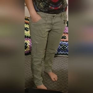 Sonoma Slim Straight Cotton Cargo Pants Low Rise Light Green Size 4
